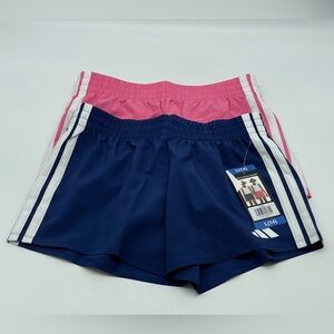 Adidas Girls 2-Pack Athletic Shorts Size L (14) Pink & Blue – NWT